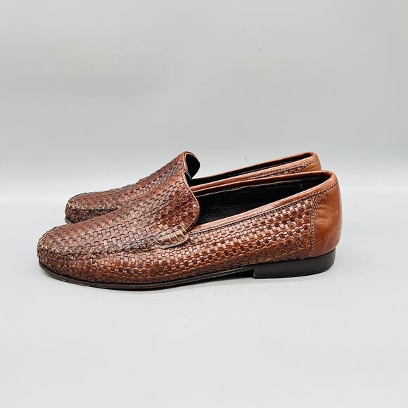 Tommy Bahama Shoes Mens 9 Brown Leather Woven Loafers Slip On Casual Comfort main image 8